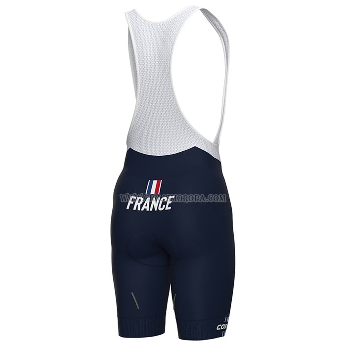 2023 Ropa Ciclismo Francia Azul Blanco Mangas Cortas y Culotte Corto